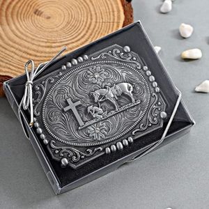 New cowboy Kneeling At Cross With Horse Belt Buckle